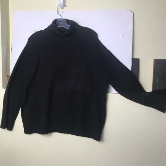 OAK + FORT Oversized Crop Mock Neck Wool Blnd Sweater Knit Turtleneck Boxy Top M - Picture 9 of 14